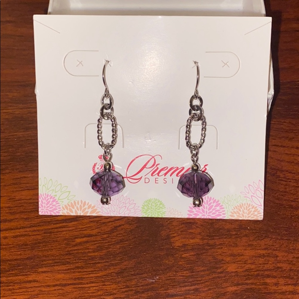 🤍Silver and Purple Dangly Earrings💜